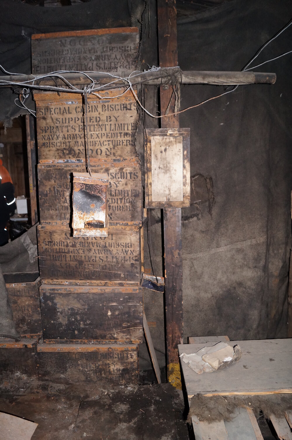 2013-14 Location image, improvised candle holder, Scott's 'Discovery' hut, Hut Point