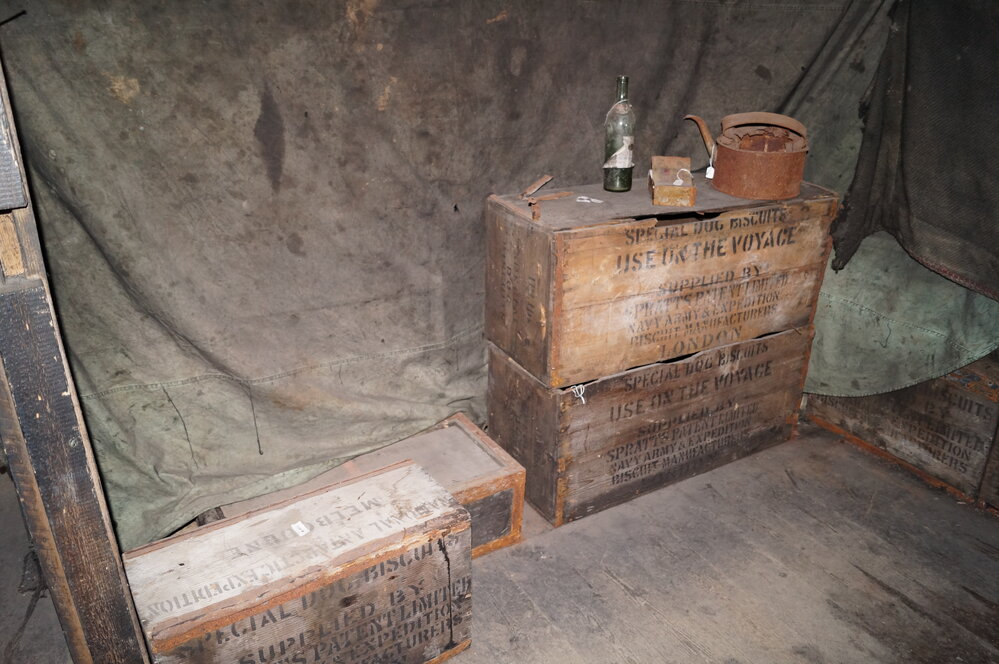 2013-14 Location image, biscuit boxes, Scott's 'Discovery' hut, Hut Point