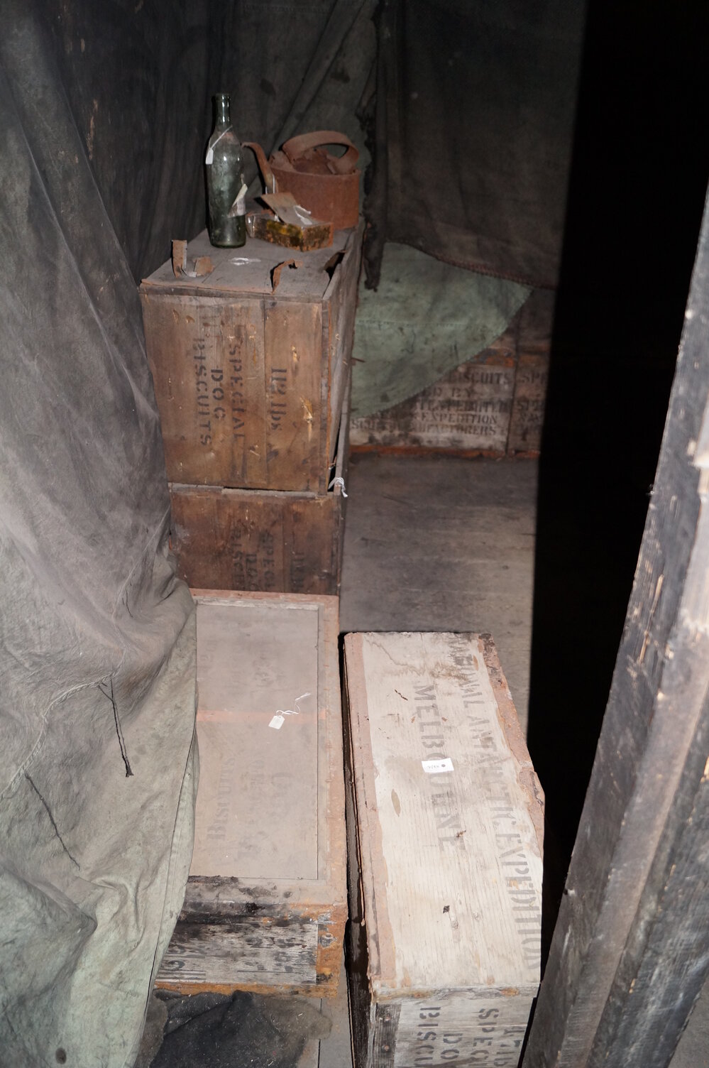 2013-14 Location image, biscuit boxes, Scott's 'Discovery' hut, Hut Point