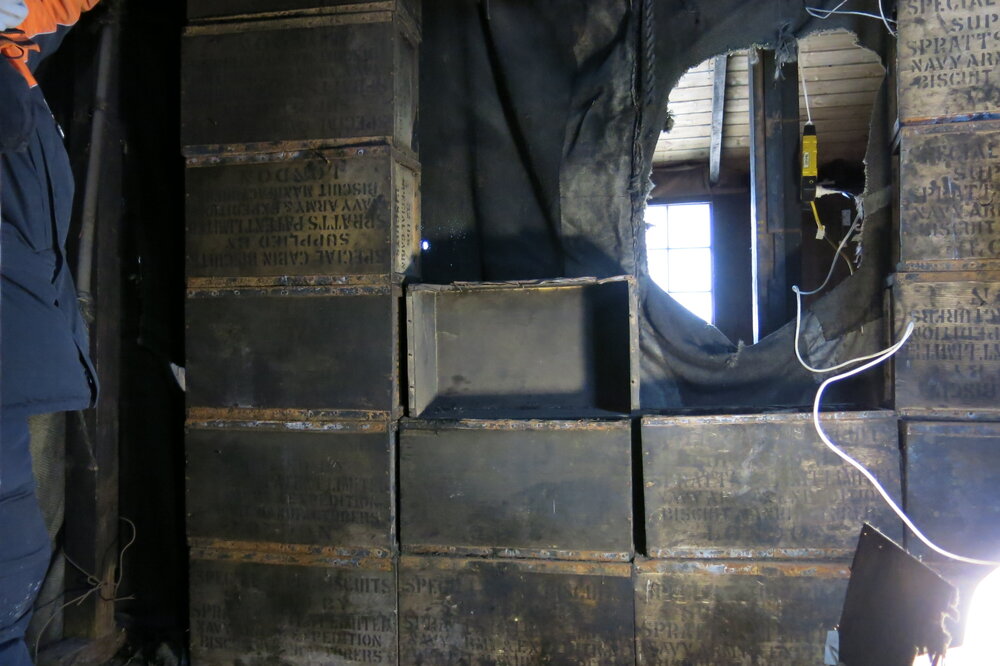 2013-14 Location image, biscuit boxes, Scott's 'Discovery' hut, Hut Point
