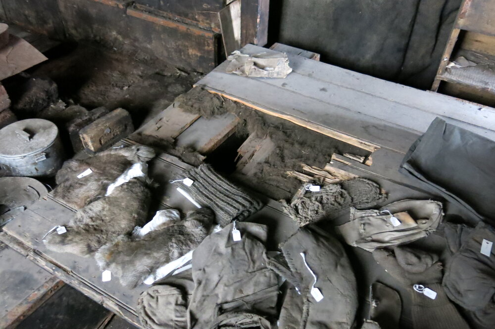 2013-14 Location image, artefacts on sleeping platform, Scott's 'Discovery' hut, Hut Point (008)