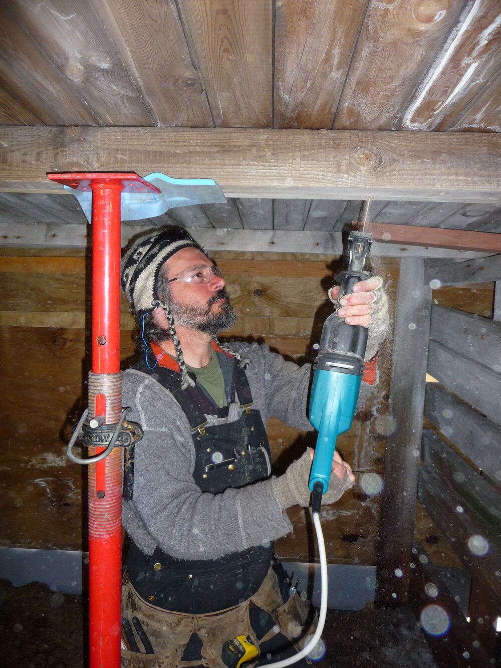 2009-10 AHT's Gord Macdonald working inside Stables, Scott's 'Terra Nova' hut