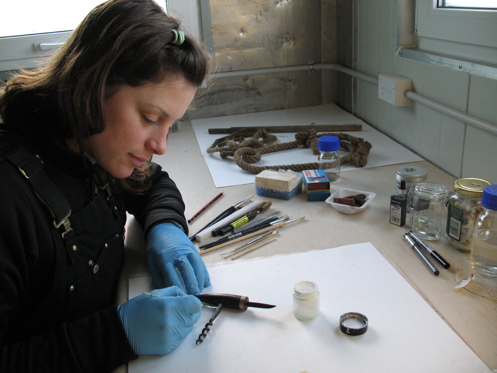 2009-10 AHT's Lucy Skinner treating corkscrew artefact