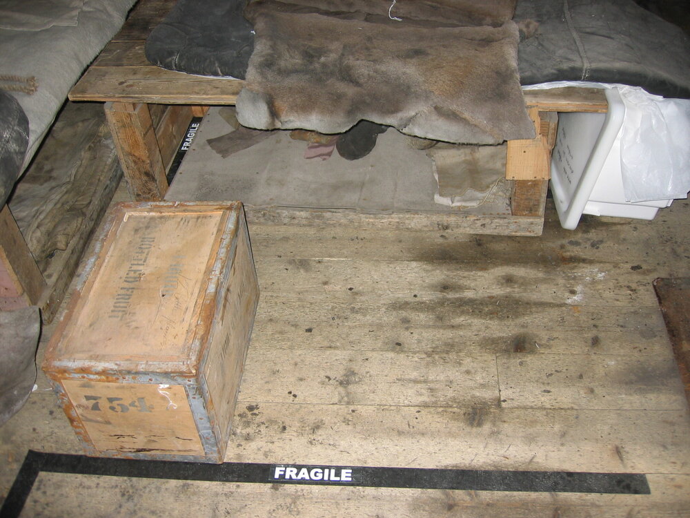 2005-06 Sleeping bag inside Shackleton's 'Nimrod' hut, Cape Royds (005)