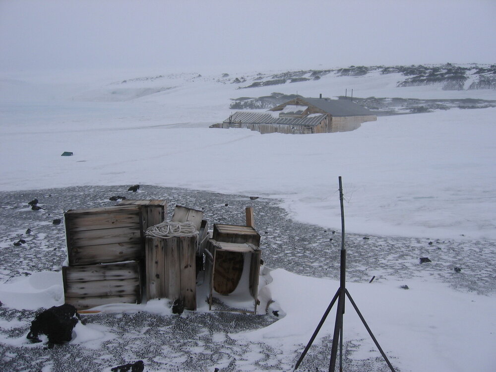 2005-06 Stores boxes stacked up at Cape Evans (002)