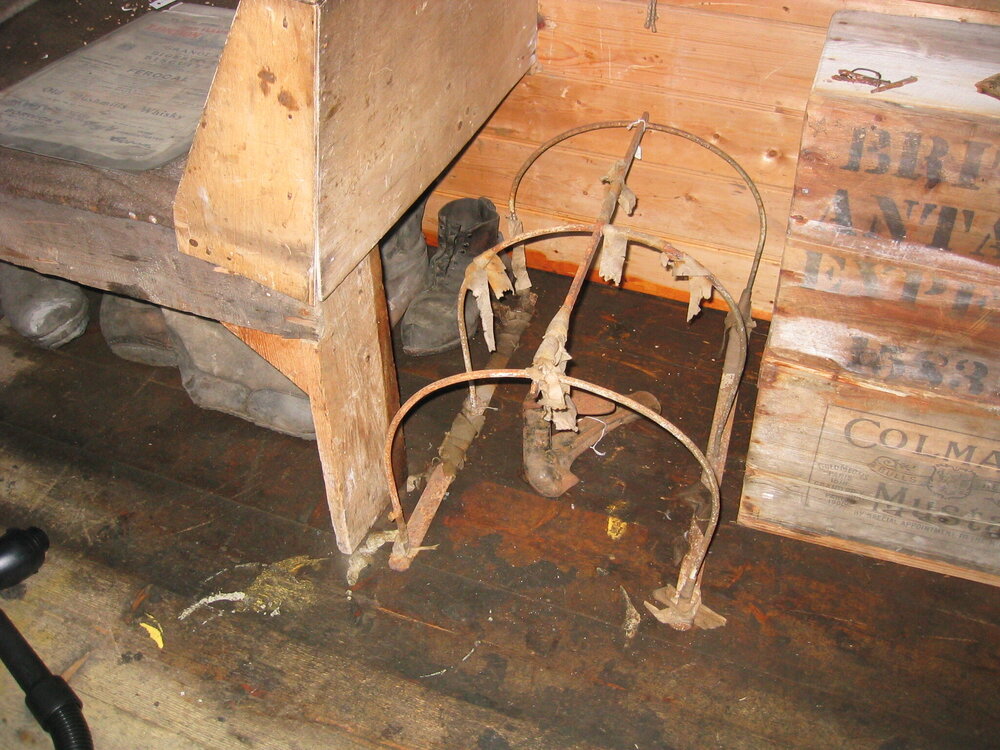 2005 Leg protector inside Shackleton's 'Nimrod' hut, Cape Royds