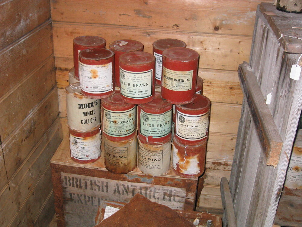 2006 Moir's cans inside Shackleton's 'Nimrod' hut, Cape Royds