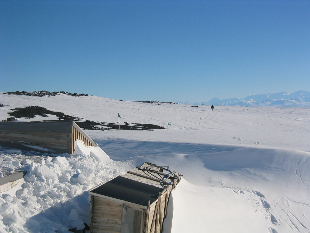 2006 Flags in the landscape around Cape Evans
