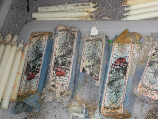 2006 Candles and wrappers from Shackleeton's 'Nimrod' hut, Cape Royds