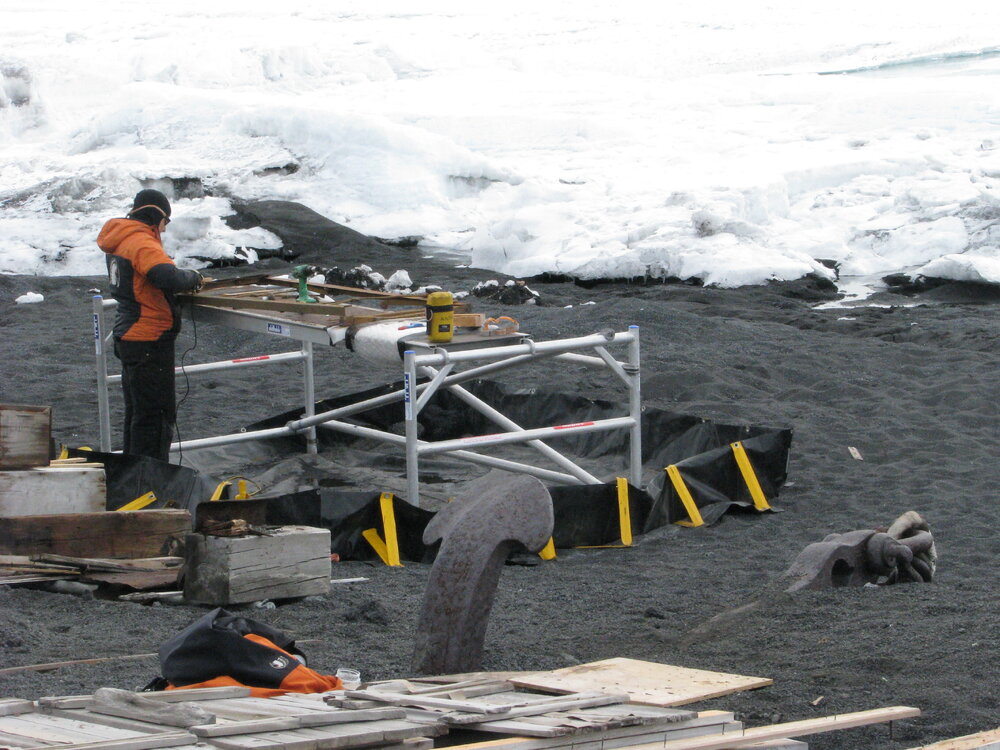 2010-11 Conservators at work, Diana Komejan at Cape Evans