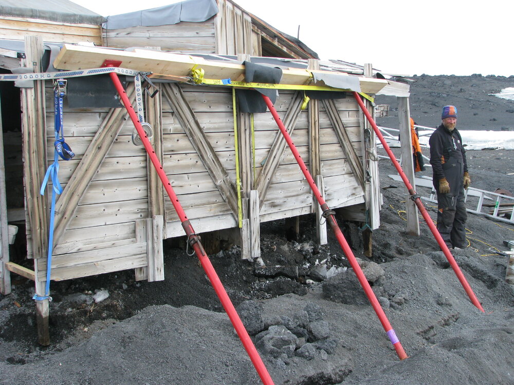 2010-11 Randy Churchill next to the Latrine, Cape Evans