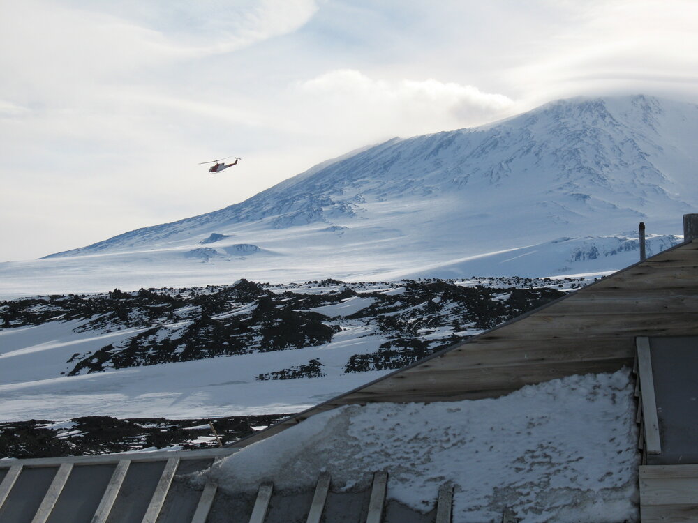 Helicopter at Scott's 'Terra Nova' hut (004)