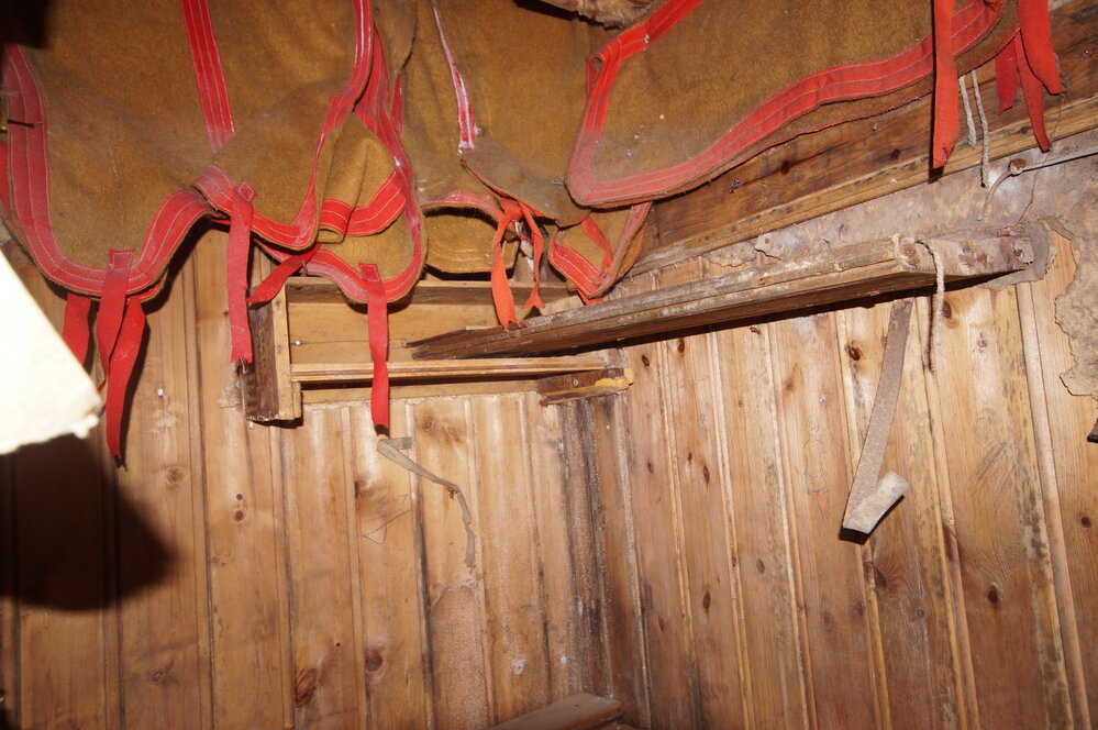 2015-16 Dog coats on ceiling in Borchgrevink's Living hut (001)