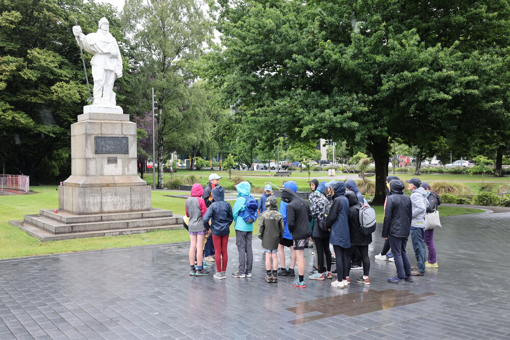Young Inspiring Explorers&trade; and Robert Falcon Scott monument