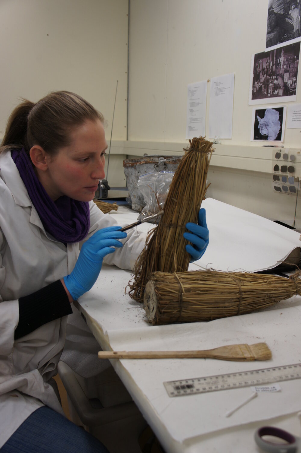 2012 AHT's Susanne Grieve treating whisky bottle cover, Scott Base