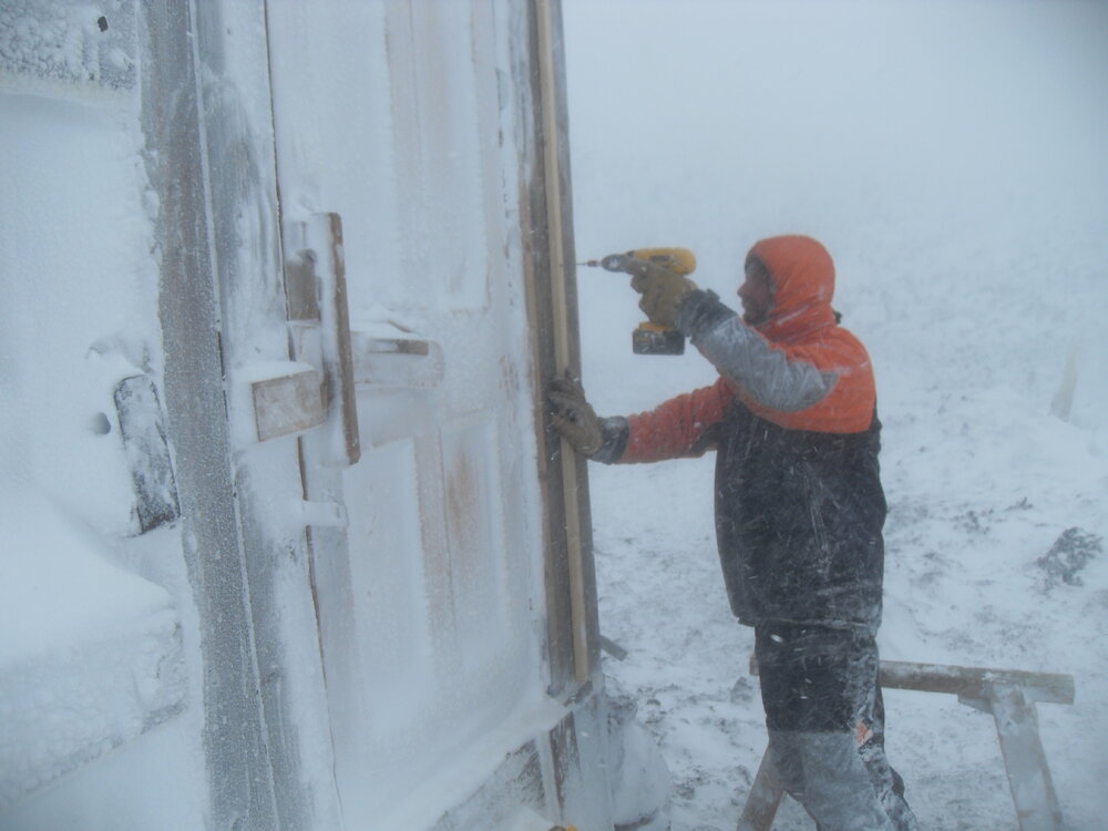 2010-11 Conservators at work, Jaime Ward working at Shackleton's 'Nimrod' hut