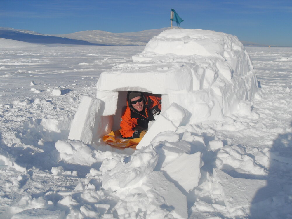 2010-11 Jamie Clarke in an ice shelter