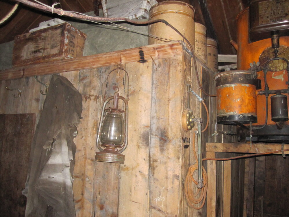 2010-11 Lantern inside Shackleton's 'Nimrod' hut, Cape Royds
