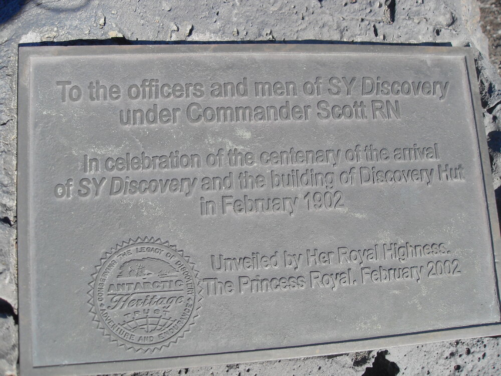 2010-11 Scott's 'Discovery' hut centenary plaque, Hut Point