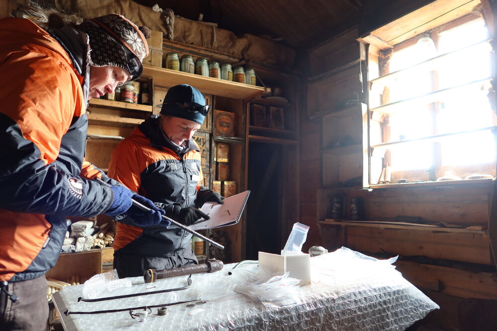 2022-23 Conservators at work, Megan Absolon and Jane Hamill, Cape Royds