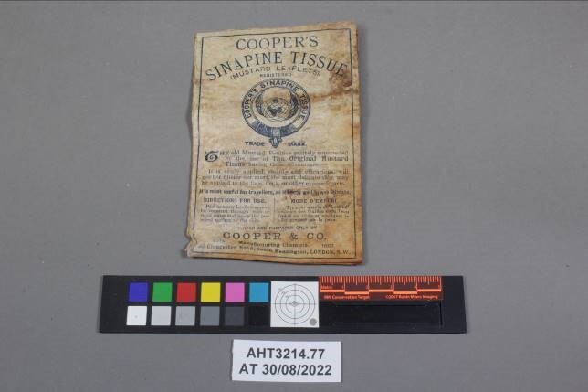 2022-23 Dr Wilson's medical kit contents, Sinapine tissue mustard paper