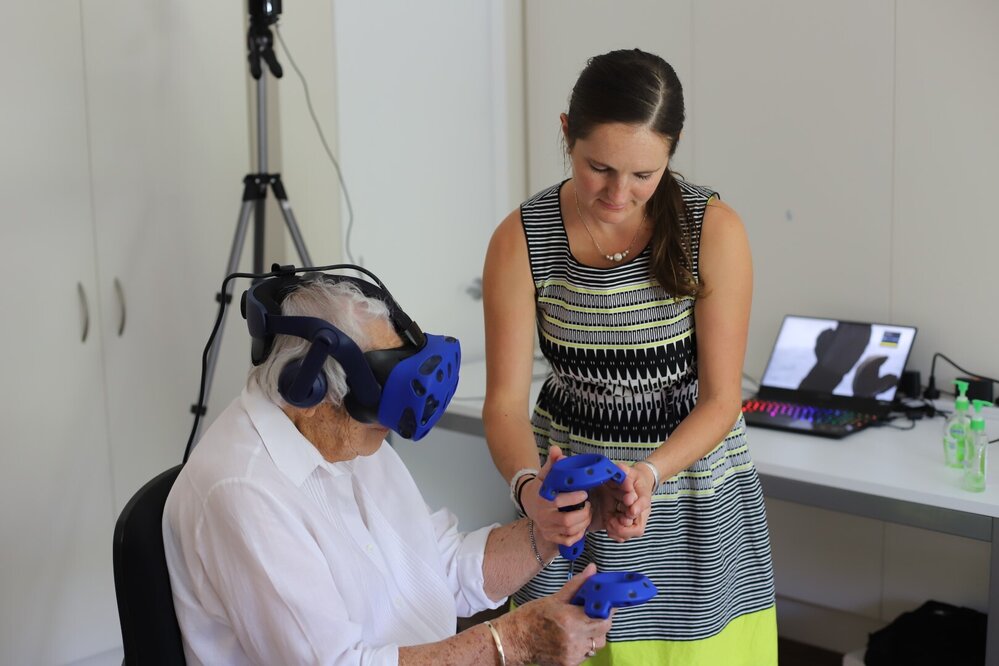 Sarah Bouckoms delivering the Hillary's Hut VR experience