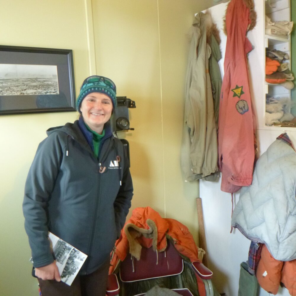 Sarah Bouckoms inside the TAE/IGY hut