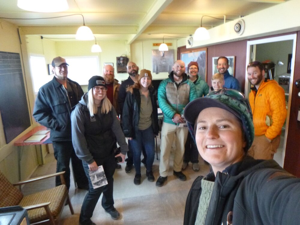 Sarah Bouckoms leads a tour inside the TAE/IGY hut