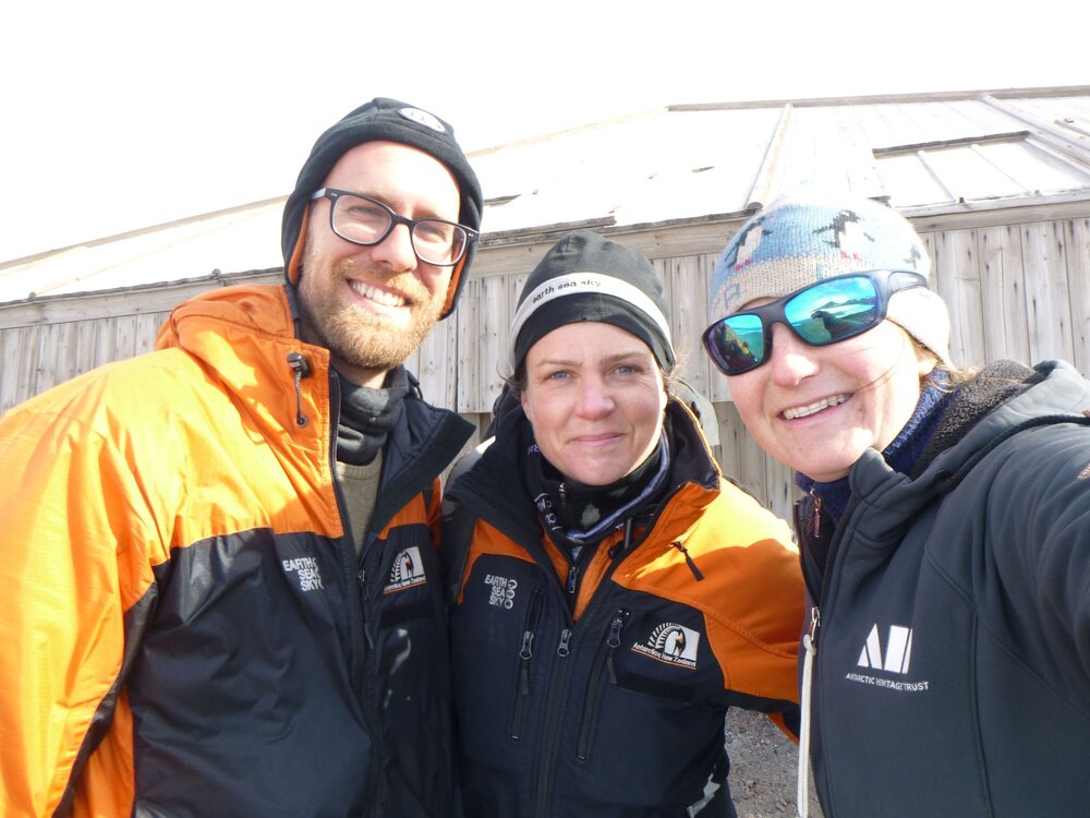 Sarah Bouckoms with Conor Tulloch and Jane Hamill, Hut Point