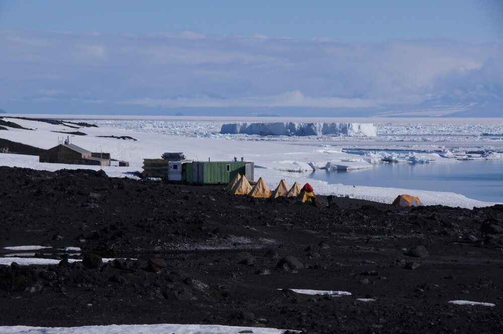 Hut and camp at Cape Evans