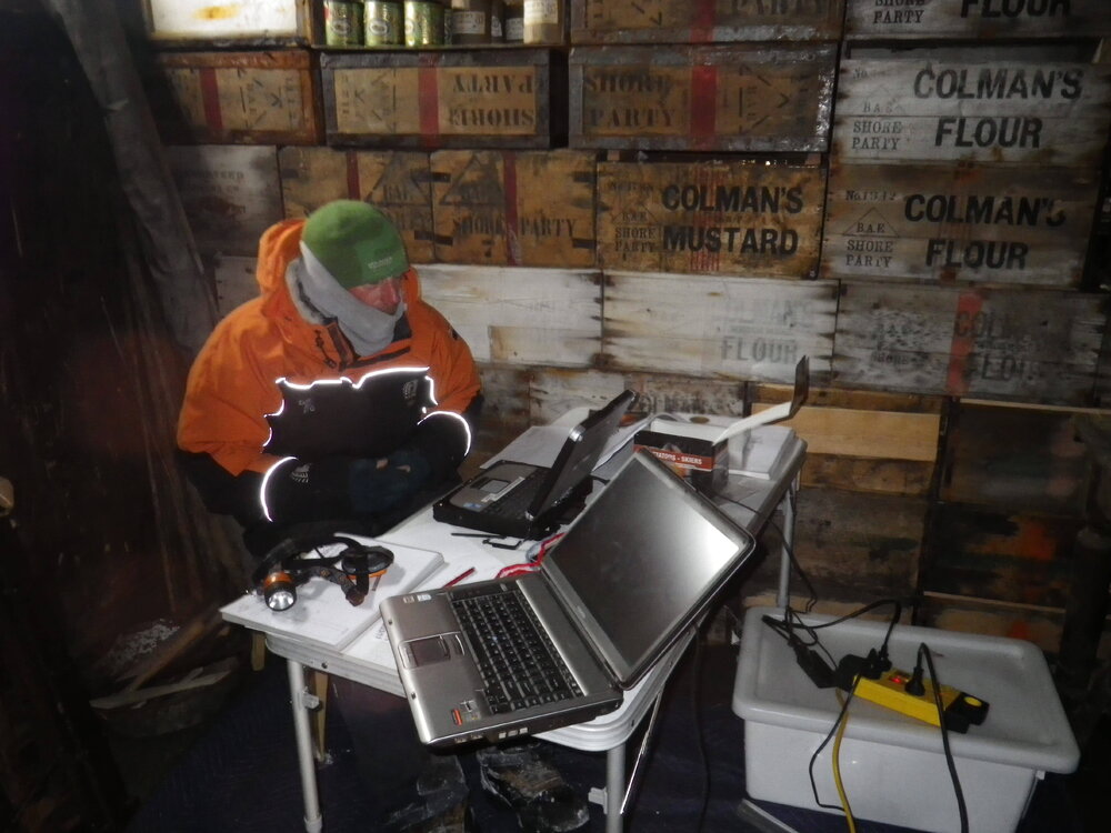 Office work at Scott's 'Terra Nova' hut 