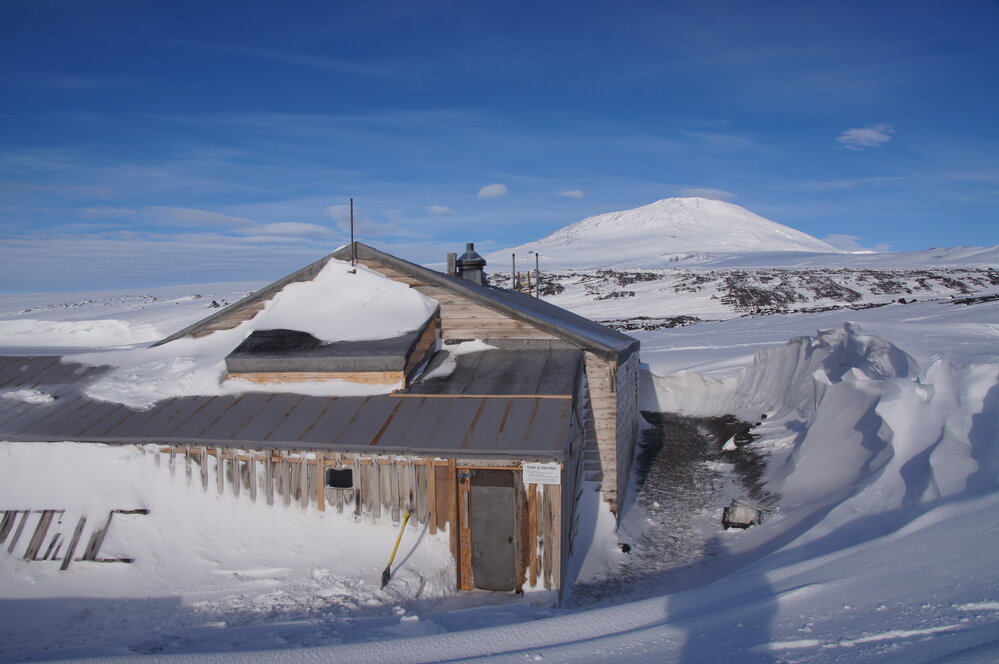 Snow build-up on Scott's 'Terra Nova' hut 