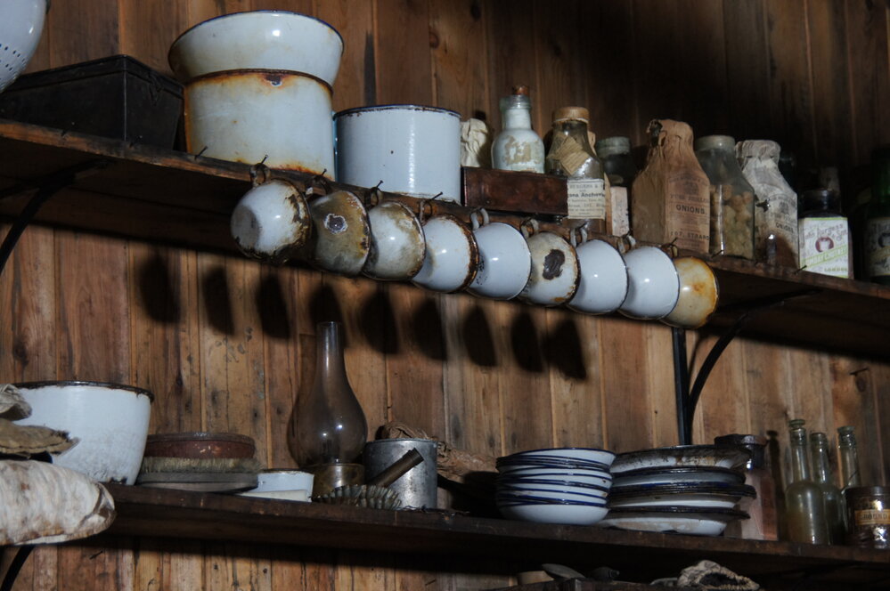 Enamel ware and foodstuffs, Scott's 'Terra Nova' hut