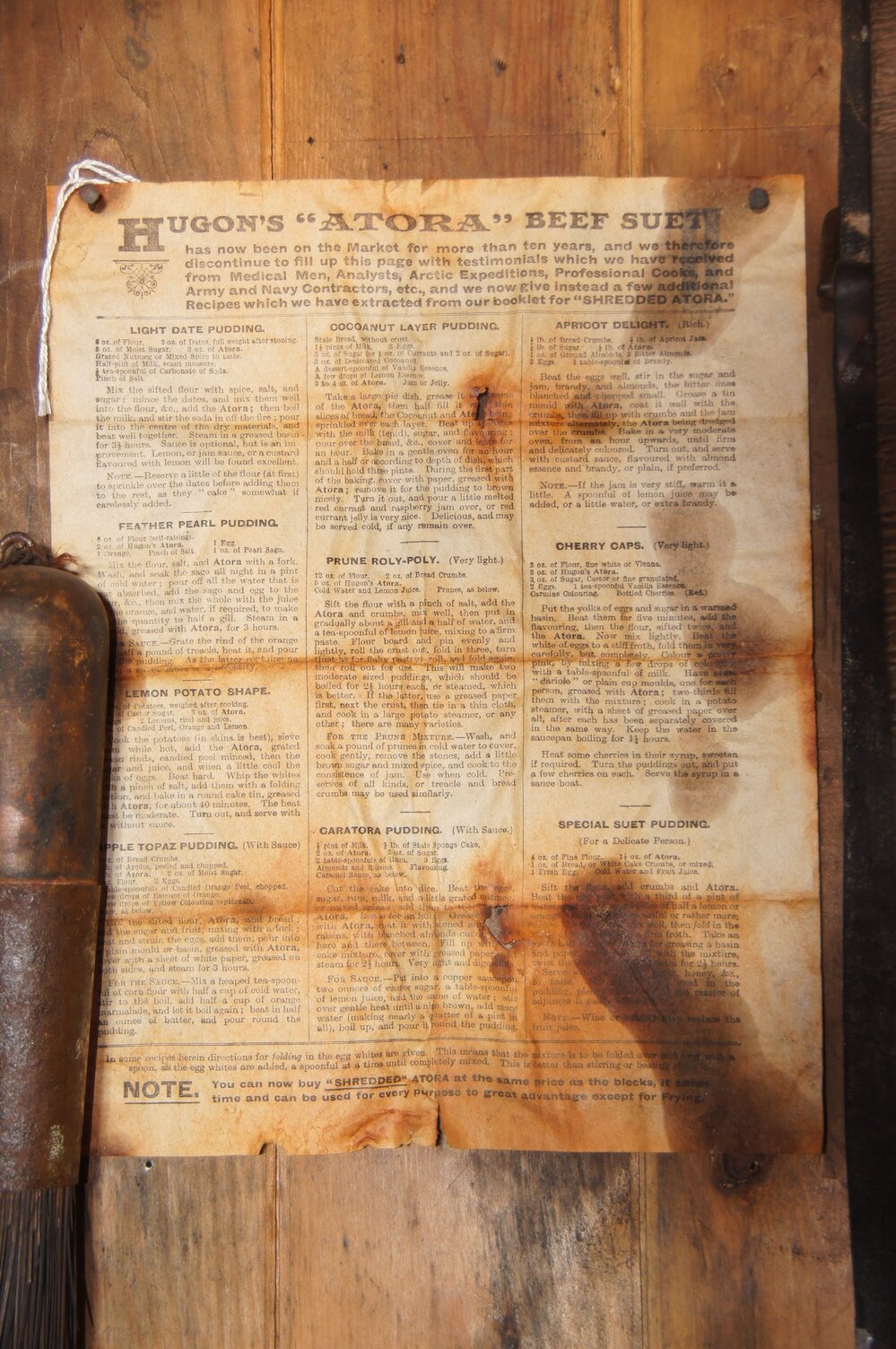 Recipe poster, Scott's 'Terra Nova' hut