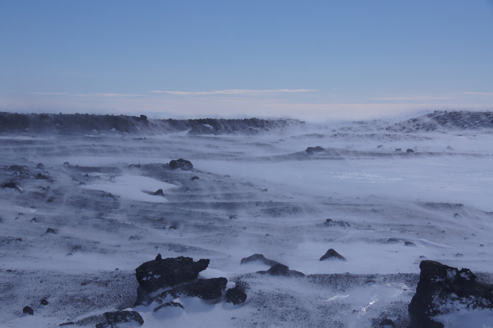 Landscape in windy conditions