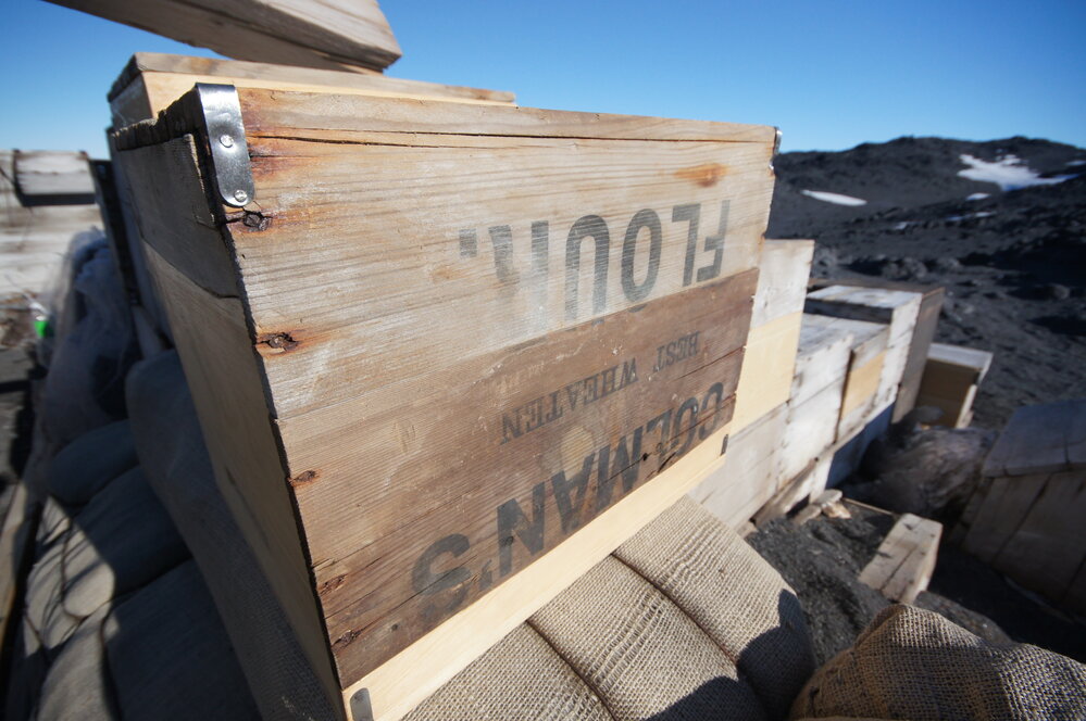 Colman's flour box, Shackleton's 'Nimrod' hut 