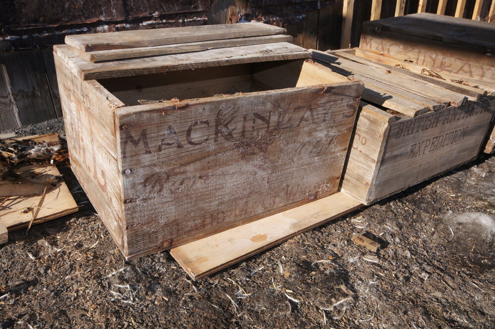 Whisky boxes outside Shackleton's 'Nimrod' hut (001)
