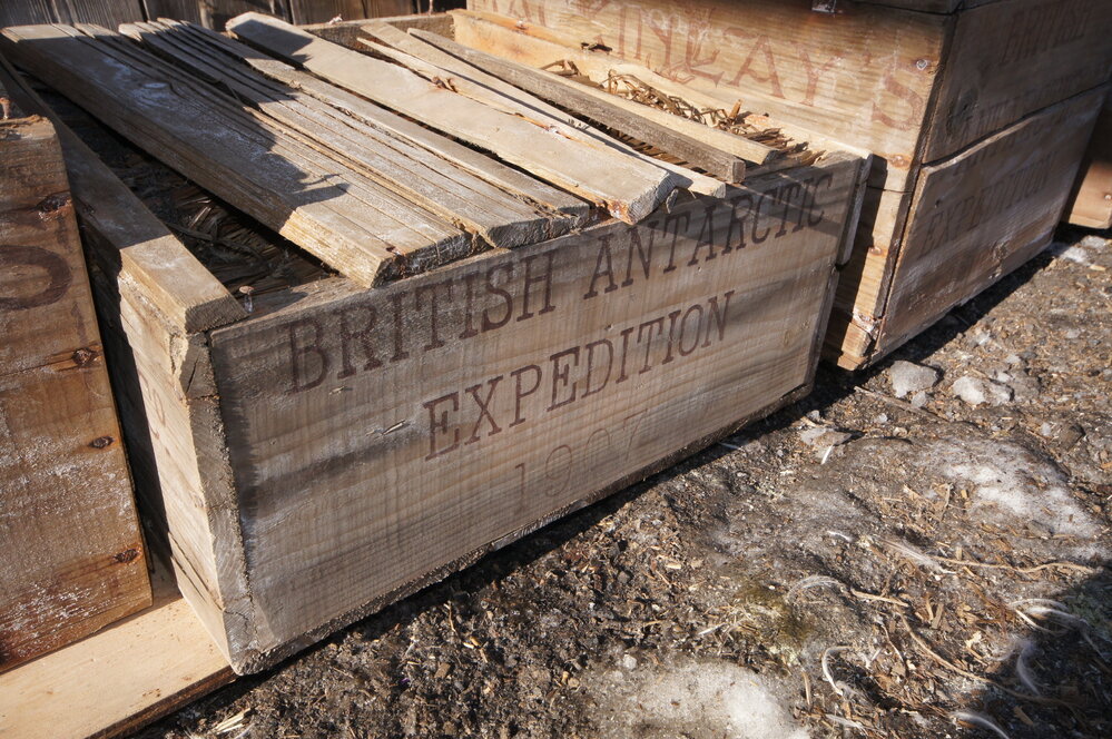 Whisky boxes outside Shackleton's 'Nimrod' hut (002)