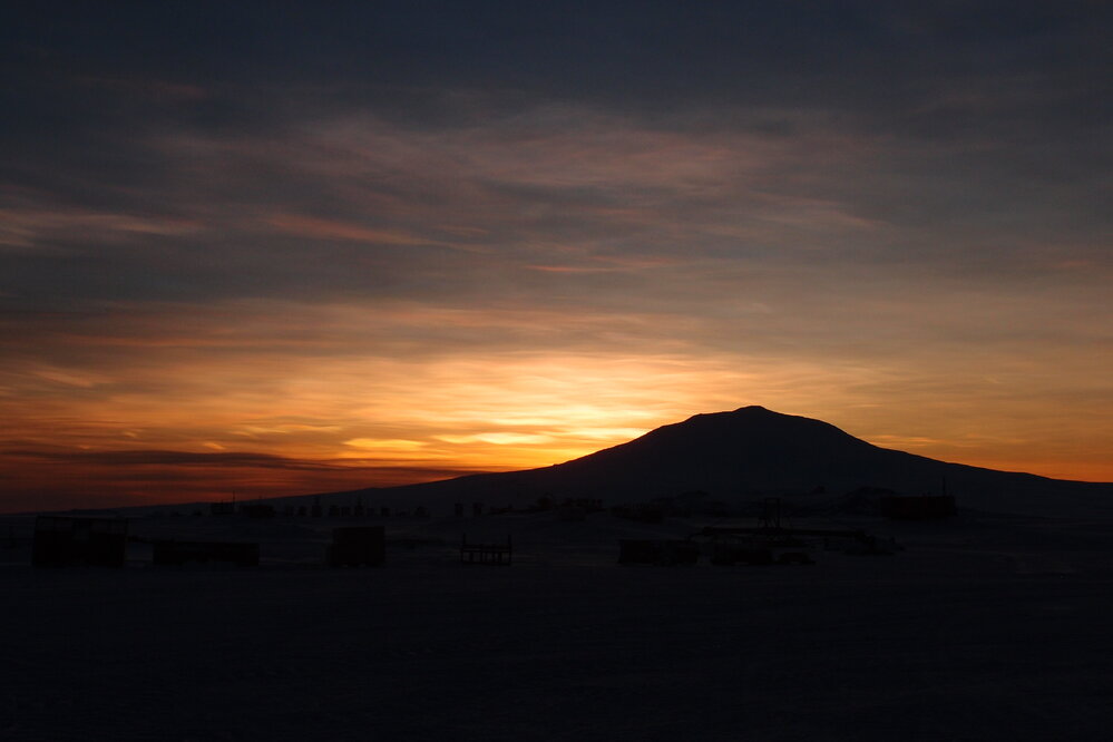 Low sun and nacreous clouds