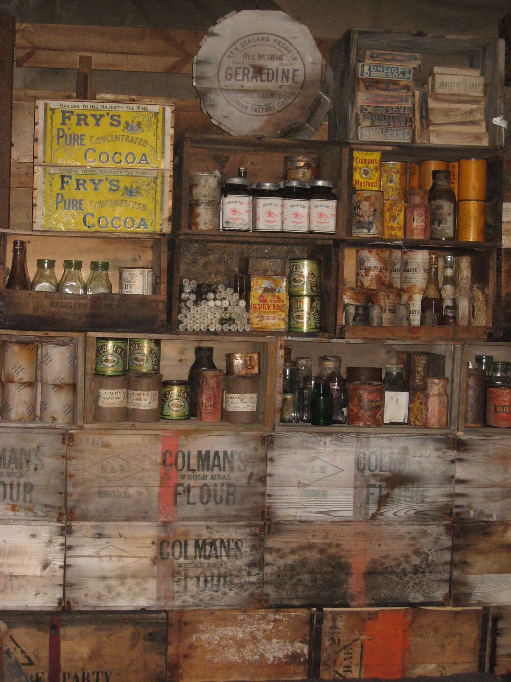 Bulkhead shelves, Scott's 'Terra Nova' hut (001)