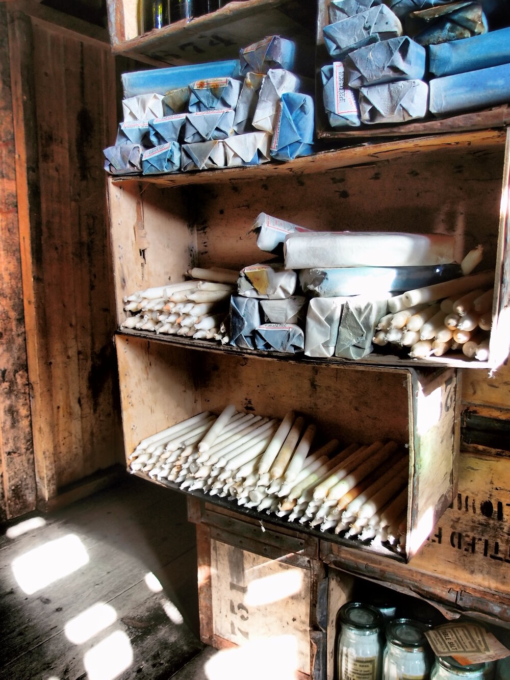 Candles stored in Shackleton's 'Nimrod' hut