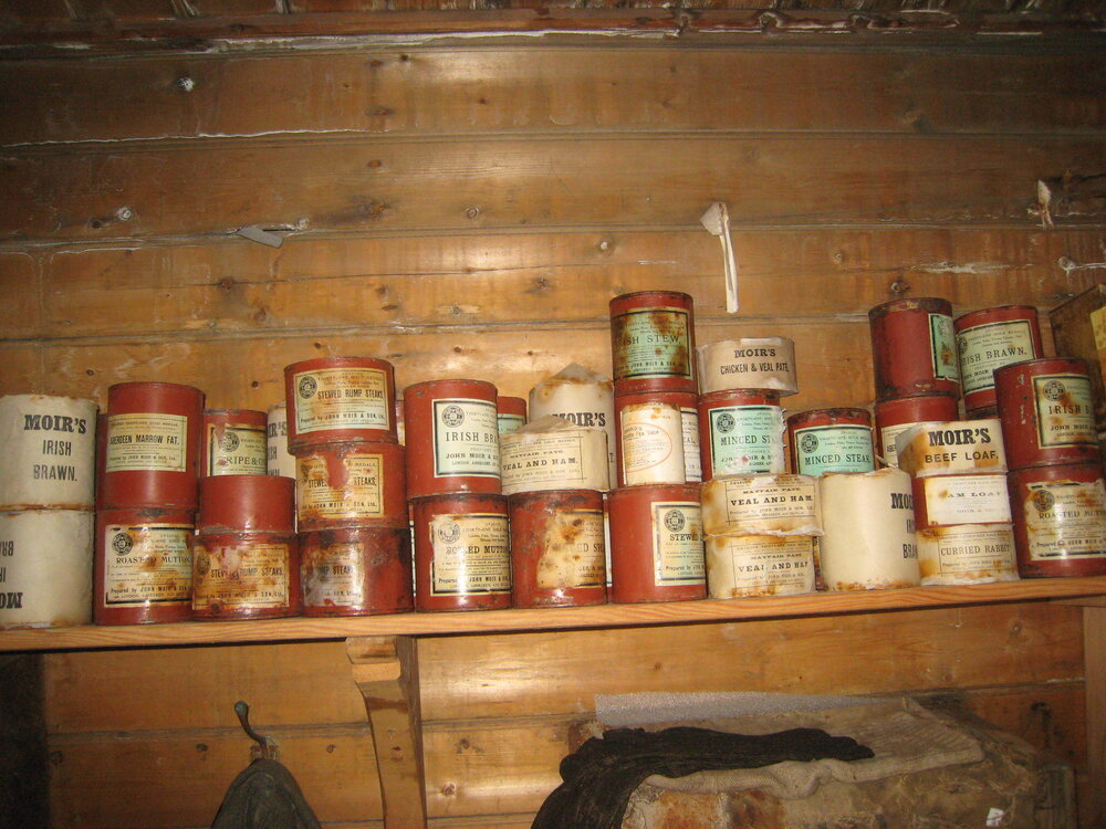 Tinned food in galley, Shackleton's 'Nimrod' hut