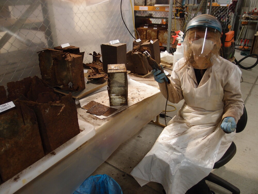 Conservator Stefanie White at work