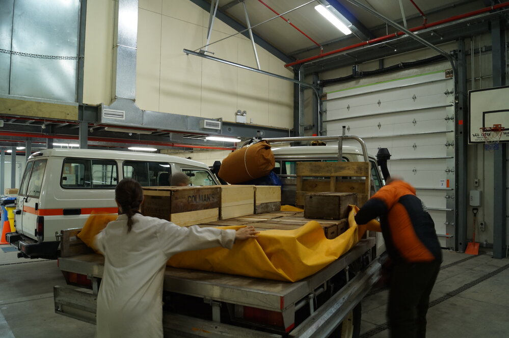 Loading restored Colman's provision boxes