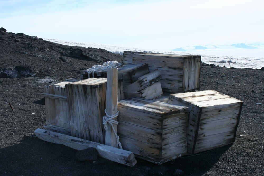 2010-11 Timber boxes stacked at Cape Evans