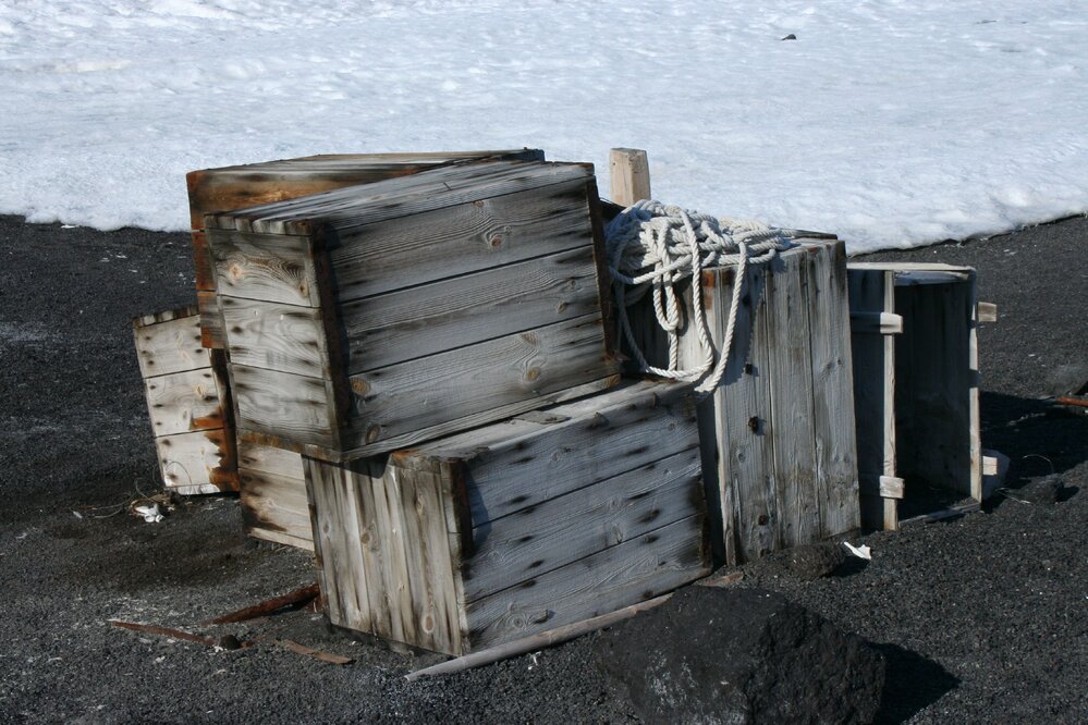 2010-11 Timber boxes stacked at Cape Evans