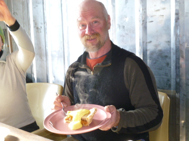 2010-11 Al Fastier with dessert in the field camp