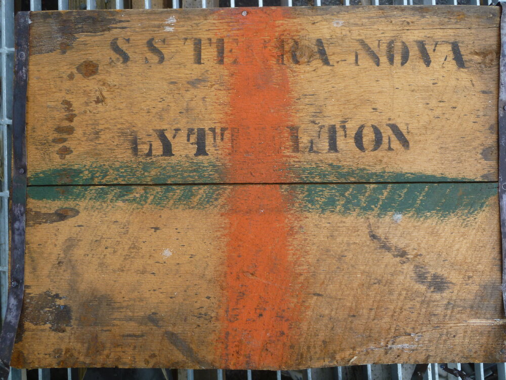 2010-11 Timber box side with text, Cape Evans