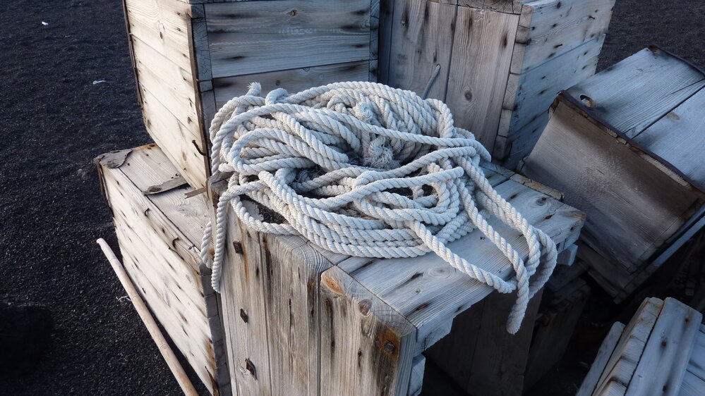 2010-11 Rope on timber boxes at Cape Evans