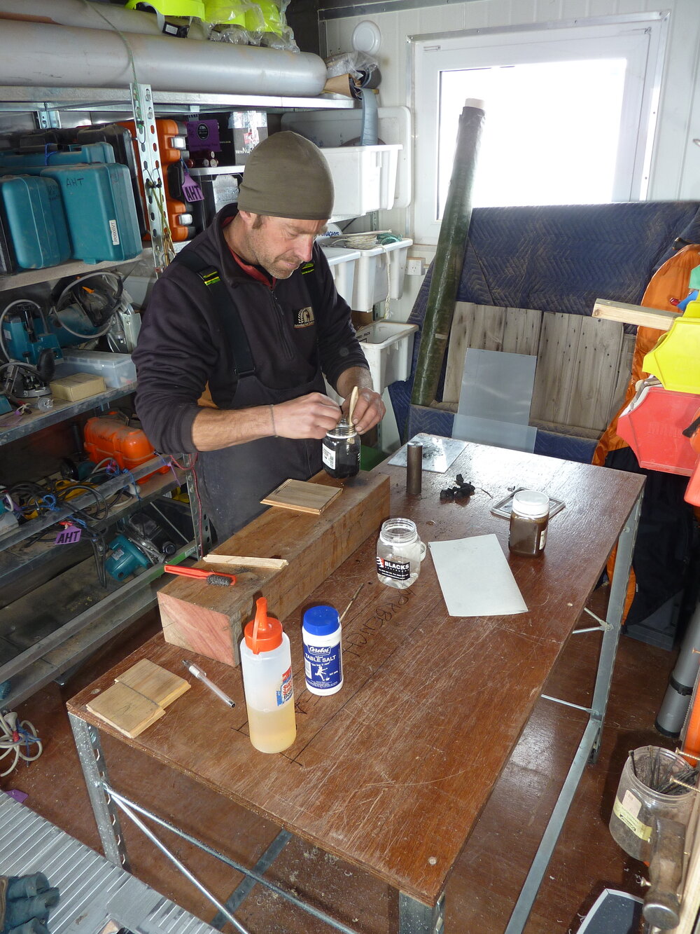 2010-11 Jaime Ward testing stain recipes in the workshop